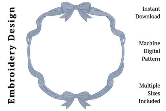 Blue Bow Frame Scalloped Ribbon Oval