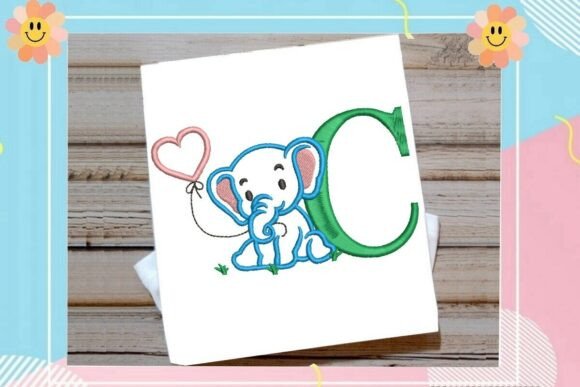 C Letter Cute Elephant Decor