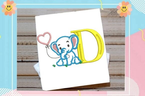 D Letter Cute Elephant Decor