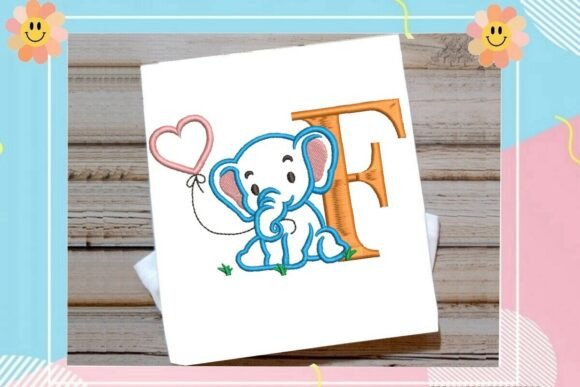 F Letter Cute Elephant Decor