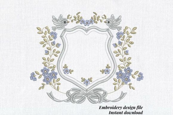 Floral Wedding Frame Blue