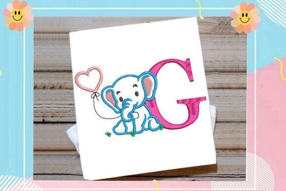 G Letter Cute Elephant Decor