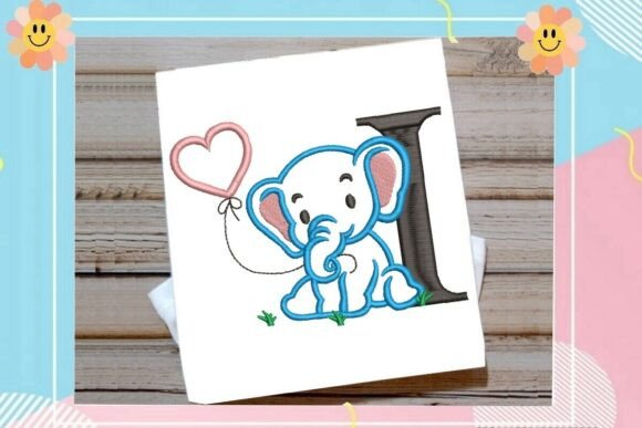 I Letter Cute Elephant Decor