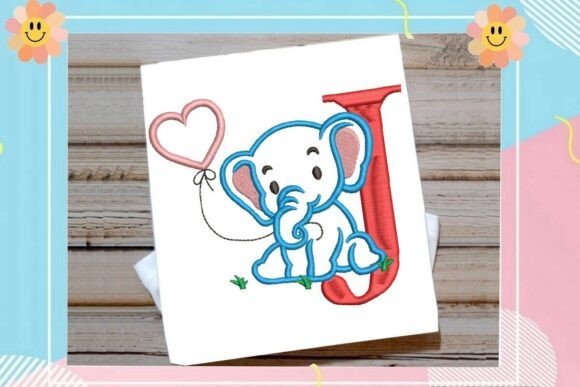 J Letter Cute Elephant Decor