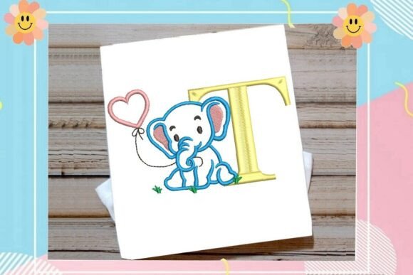 T Letter Cute Elephant Decor