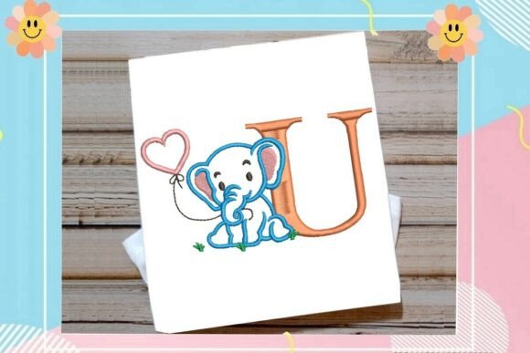 U Letter Cute Elephant Decor